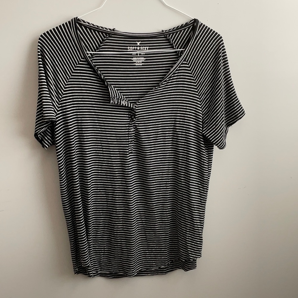 AEO Striped Henley Tee